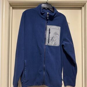 VINEYARD VINES Mens Sz Large Blue Gray Full Zip Pocket Fleece Outdoor Jacket EXC
